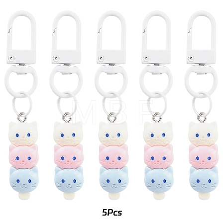 5Pcs Cat Shape Resin Pendant Decorations HJEW-YW00193-02-1