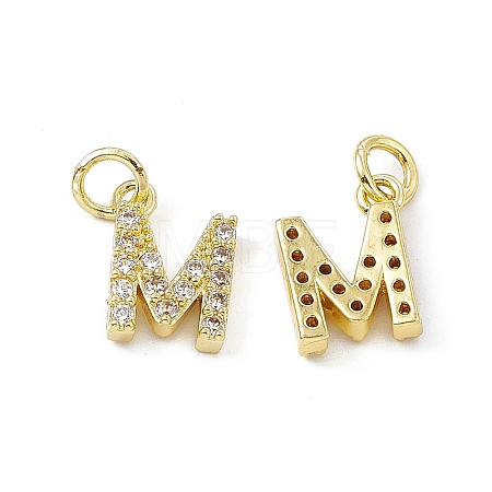 Real 18K Gold Plated Brass Micro Pave Clear Cubic Zirconia Charms KK-E068-VB452-M-1