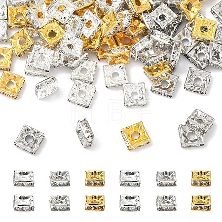 90Pcs 3 Colors Brass Rhinestone Spacer Beads KK-YW0004-58-1