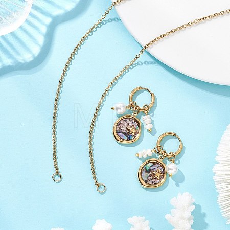 Abalone Shell Pendant Necklace & Hoop Earrings with Shell Pearl & Natural Freshwater Pearls SJEW-JS01379-03-1