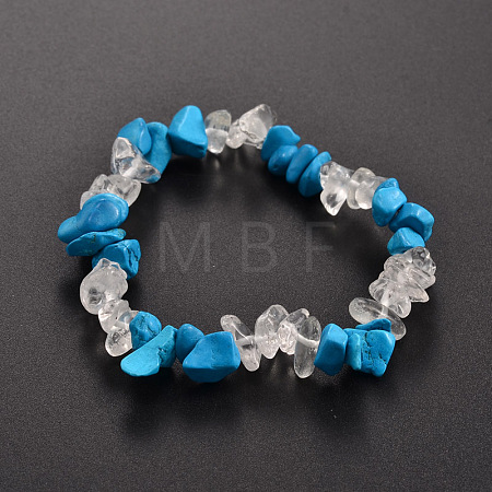 Chips Gemstone Beaded Stretch Bracelets X-BJEW-JB01825-04-1