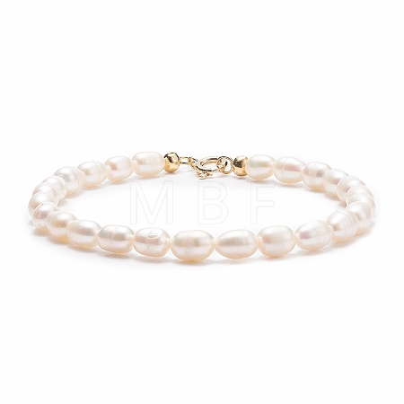 Grade A Natural Pearl Beaded Bracelets with Brass Spring Ring Clasps for Women X-BJEW-JB08037-1