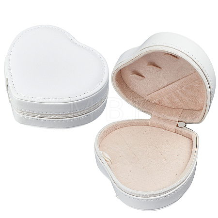 Heart PU Imitation Leather Jewelry Organizer Zipper Boxes AJEW-CL0006-03A-1