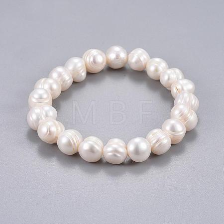 Natural Pearl Beads Stretch Bracelets BJEW-JB04265-02-1