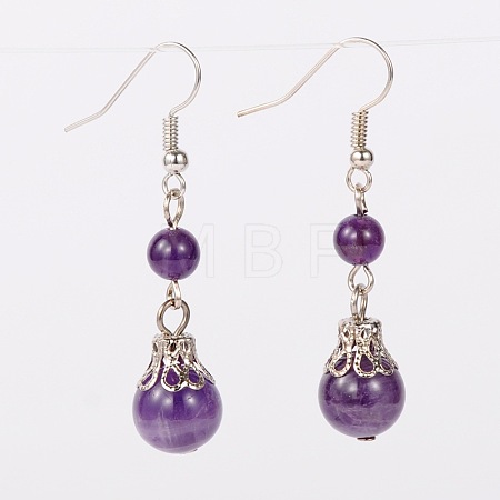 Natural Gemstone Dangle Earrings EJEW-JE01374-05-1