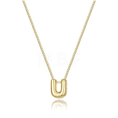 Brass Initial Pendant Box Chain Necklaces for Women FS-WG5C822-21-1