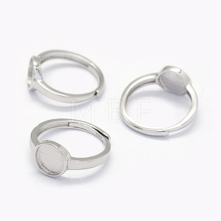 Anti-Tarnish Rhodium Plated 925 Sterling Silver Finger Ring Components STER-E061-01C-P-1
