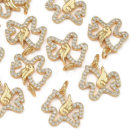 SHEGRACE Brass Micro Pave Clear Cubic Zirconia Charms XGRQ4S997-749G-1