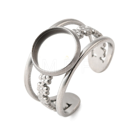 304 Stainless Steel Cuff Ring Components X-STAS-V012-01A-P-1