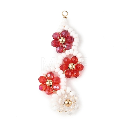 Baking Paint Glass Seed Beaded Big Pendants PALLOY-MZ01393-03-1