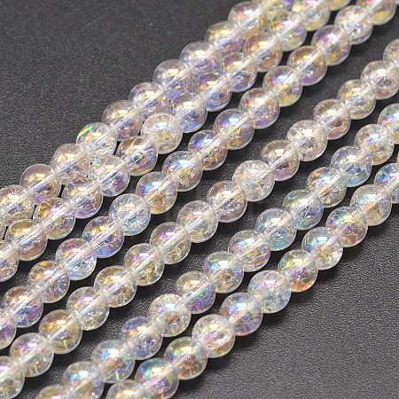 Electroplate Synthetic Crackle Quartz Bead Strands EGLA-J067-10mm-AB01-1