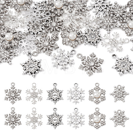 36Pcs 6 Styles Alloy Rhinestone Pendants FIND-TA0010-05-1