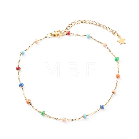 Stainless Steel Satellite Chain Anklets AJEW-AN00422-1