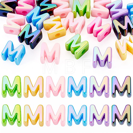 20Pcs UV Plating Opaque Acrylic European Beads OACR-TADJ0001-16M-1