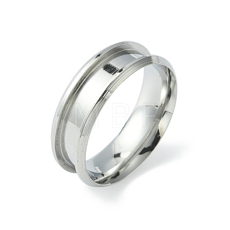 201 Stainless Steel Grooved Finger Ring Settings STAS-TAC0001-10E-P-1