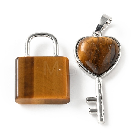 Natural Tiger Eye Pendants G-E580-01P-08-1