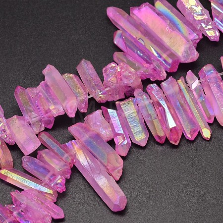 Electroplated Natural Quartz Crystal Beads Strands G-A142-03E-1