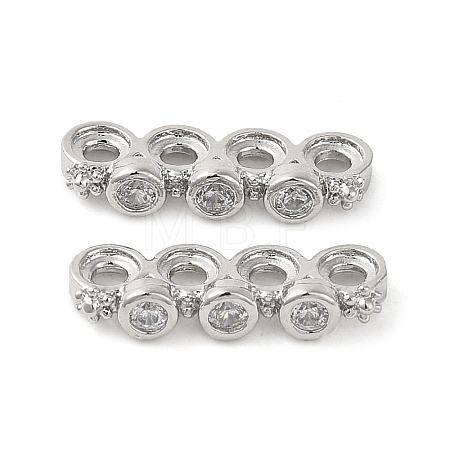 Rack Plating Brass Pave Clear Cubic Zirconia Spacer Bars KK-B088-11C-P-1