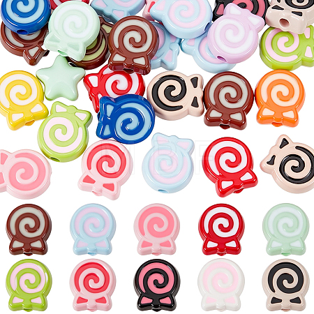55Pcs Opaque Acrylic Beads OACR-PA0002-20-1