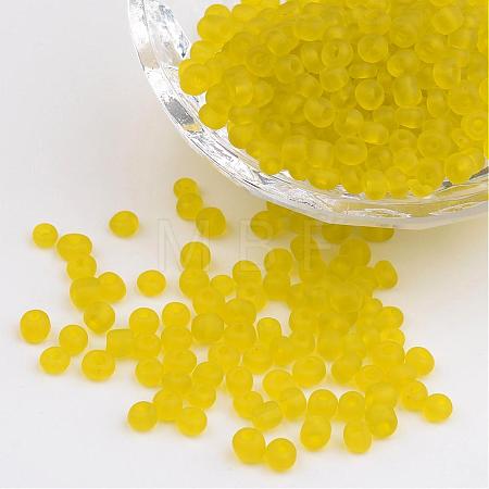 6/0 Frosted Round Glass Seed Beads X-SEED-A008-4mm-M10-1