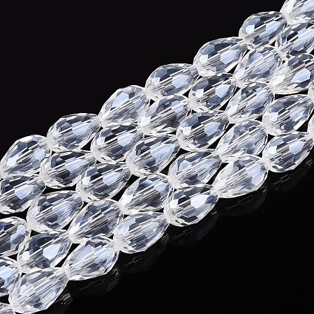 Transparent Teardrop Glass Beads Strands GLAA-T025-79C-01-1
