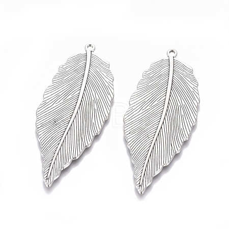 Tibetan Style Alloy Leaf Large Pendants X-TIBEP-S607-AS-LF-1