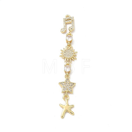 Brass Micro Pave Clear Cubic Zirconia Big Pendants KK-B176-02G-10-1