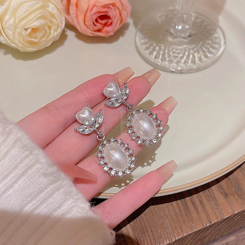 Alloy Plastic Imitation Pearl Stud Earrings WGC0511-04-1