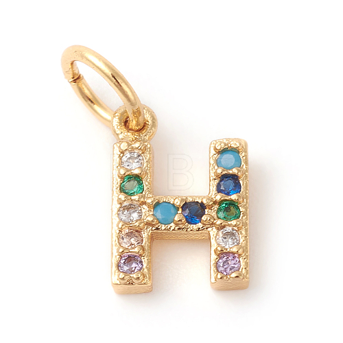 Brass Micro Pave Colorful Cubic Zirconia Charms ZIRC-F092-01-H-1