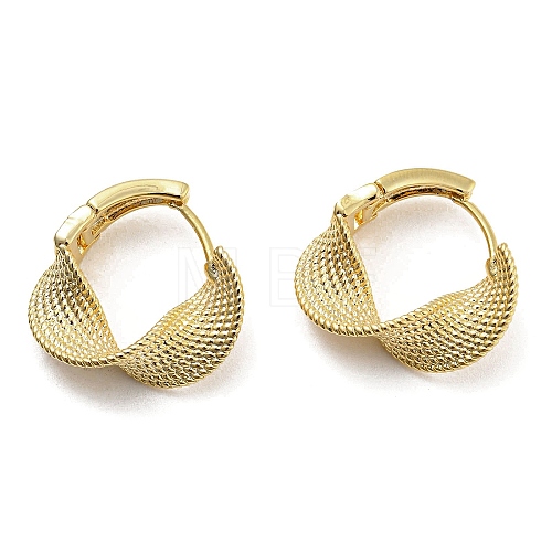 Brass Twist Wave Hoop Earrings EJEW-D067-05G-1