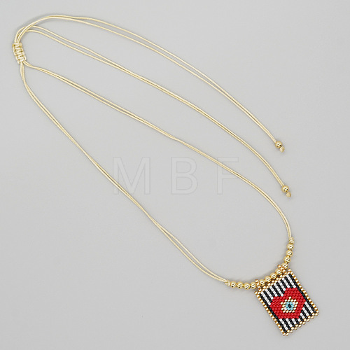 Bohemian Style Handwoven Heart Tag Pendant Necklaces for Men and Women PB4065-4-1