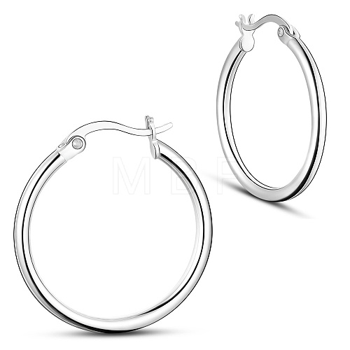 SHEGRACE Rhodium Plated 925 Sterling Silver Hoop Earrings JE835A-03-1