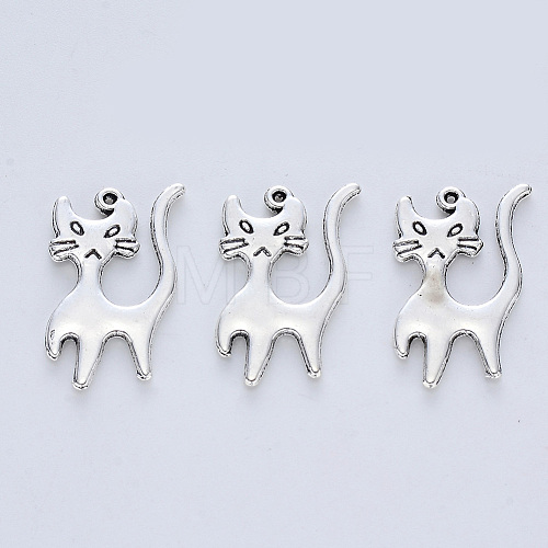 Tibetan Style Alloy Kitten Pendants X-TIBE-R316-067AS-RS-1