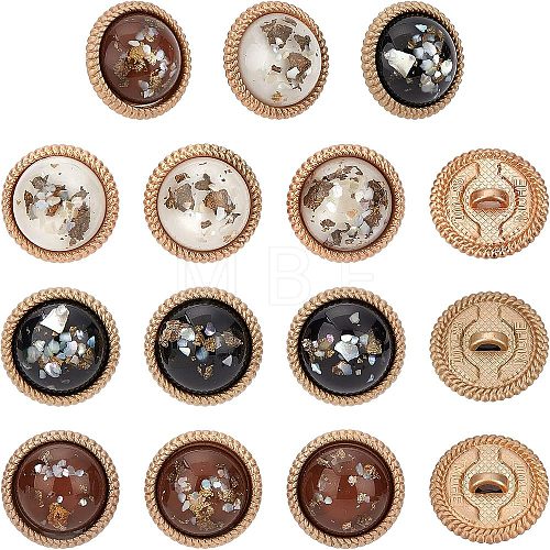 CHGCRAFT 18Pcs 3 Colors Cellulose Acetate(Resin) and Alloy Buttons DIY-CA0004-45-1