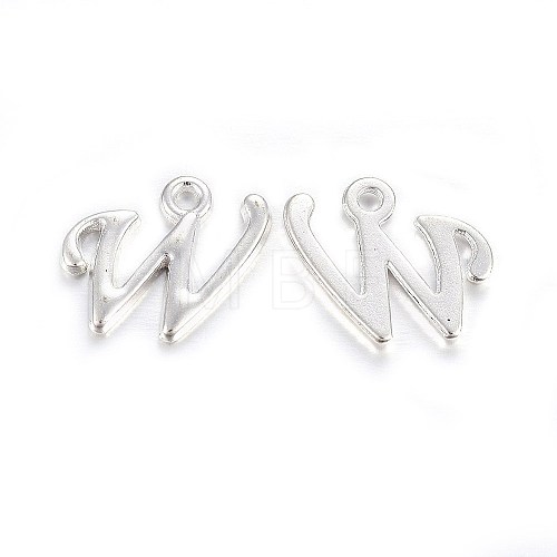 Silver Color Plated Alloy Letter Pendants PALLOY-J718-01S-W-1