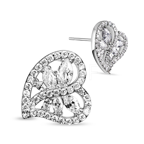 SHEGRACE Heart Simple Fashion Platinum Plated Brass Stud Earrings JE151A-1