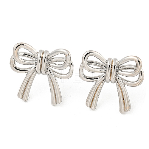 Rack Plating Brass Bowknot Stud Earrings EJEW-M247-16P-1