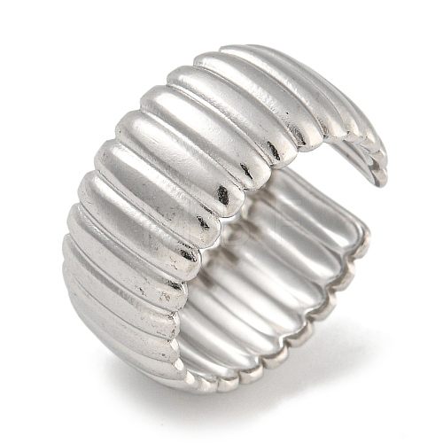 304 Stainless Steel Open Cuff Ring for Women RJEW-U014-05P-1