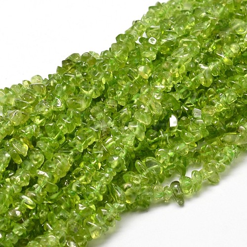 Natural Olive Quartz Chip Beads Strands G-E271-89-1