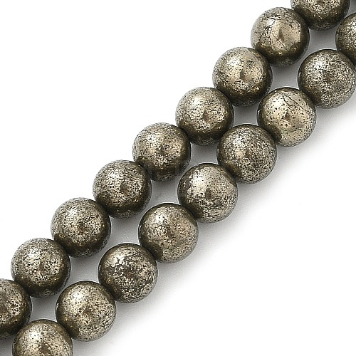 Natural Pyrite Beads Strands G-A250-A01-02-1