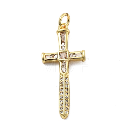 Real 18K Gold Plated Brass Micro Pave Cubic Zirconia Pendants KK-L209-101G-01-1