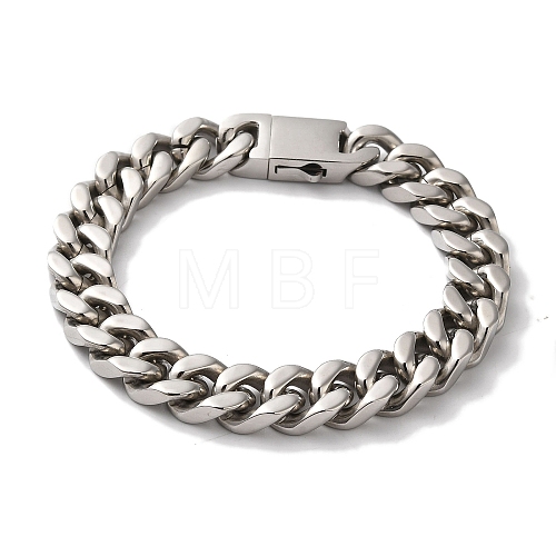 Tarnish Resistant 201 Stainless Steel Cuban Link Chain Bracelets BJEW-H612-03P-1