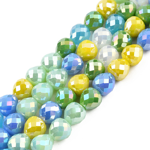Electroplate Opaque Solid Color Glass Beads Strands EGLA-N002-26-06-1