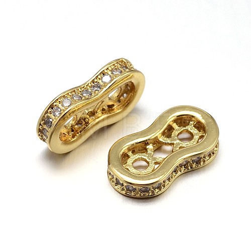 Brass Micro Pave Cubic Zirconia Spacer Bars ZIRC-M068-02G-NR-1