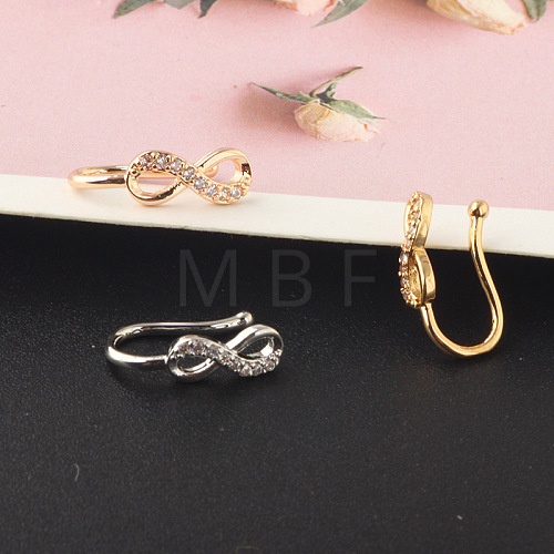 304 Stainless Steel Micro Pave Clear Cubic Zirconia Clip on Nose Rings WGD6E17-11-1