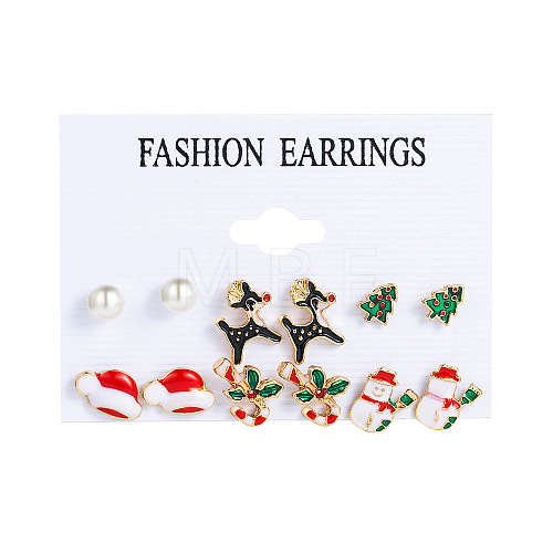 6 Pairs Alloy Enamel Earring Sets WG06580-16-1