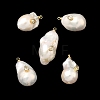 Brass & Pearl Micro Pave Cubic Zirconia Pendants KK-H259-13B-G02-1