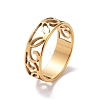 Ion Plating(IP) 201 Stainless Steel Hollow Leaf Finger Ring for Women RJEW-J051-46G-1