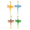 4Pcs 4 Colors Dragonfly Glass Pendant Decoration HJEW-TA00277-1