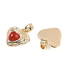 Brass Pave Natural Carnelian(Dyed & Heated) Heart Charms KK-U043-51G-01-2